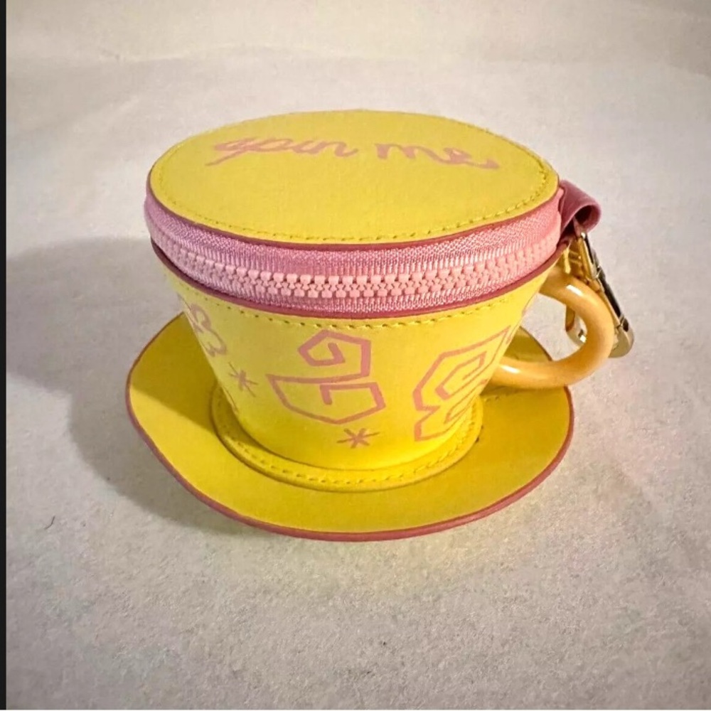 Loungefly Yellow and Pink Key Card Holder with Zipper Closure